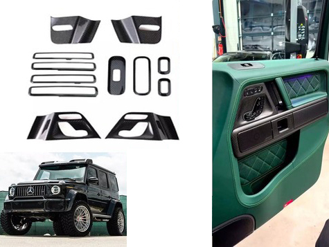 Interior Door Card Trim Set Carbon Fiber Overlays for Mercedes-Benz G-Class W463A